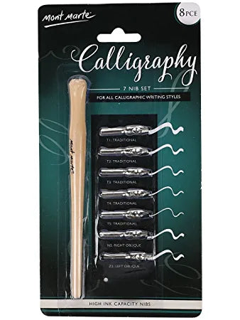 Asint 7 Nib Calligraphy Dip Pen Set With Wooden Holder