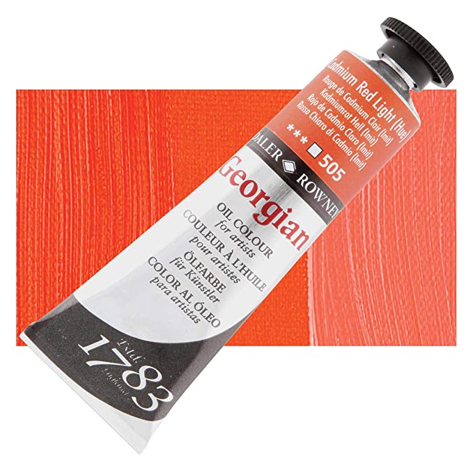 Daler-Rowney Georgian Water Mixable Oil Colour Metal Tube (37ml, Cadmium Red Light Hue-505), Pack of 1