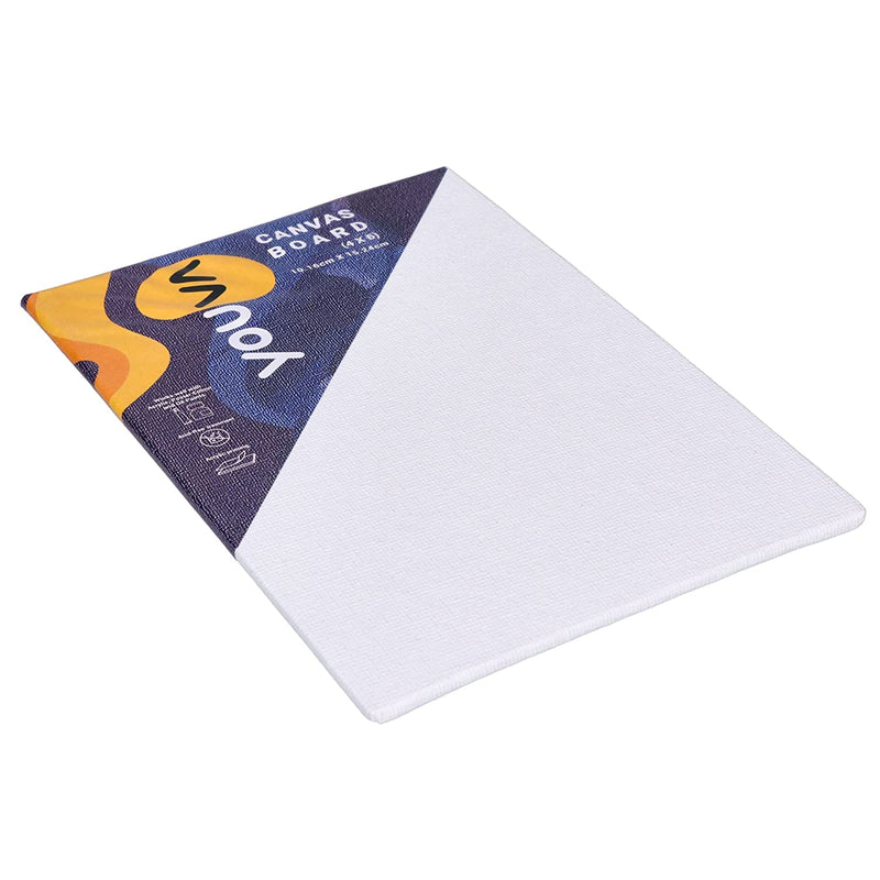 Navneet Youva Cotton White Blank Canvas Boards for Painting, Acrylic Paint, Oil Paint Dry & Wet Art Media 23966 -  4 inch x 6 inch (Pack of 6)