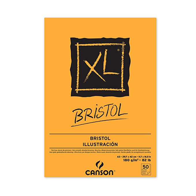 Canson XL Bristol 180 GSM Very Smooth A3 Paper Pad(White, 50 Sheets)