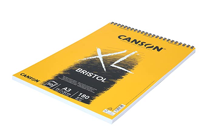 Canson XL Bristol 180 GSM Spiral Short Side A3 Pad (29.7x42cm, 50 Sheets)