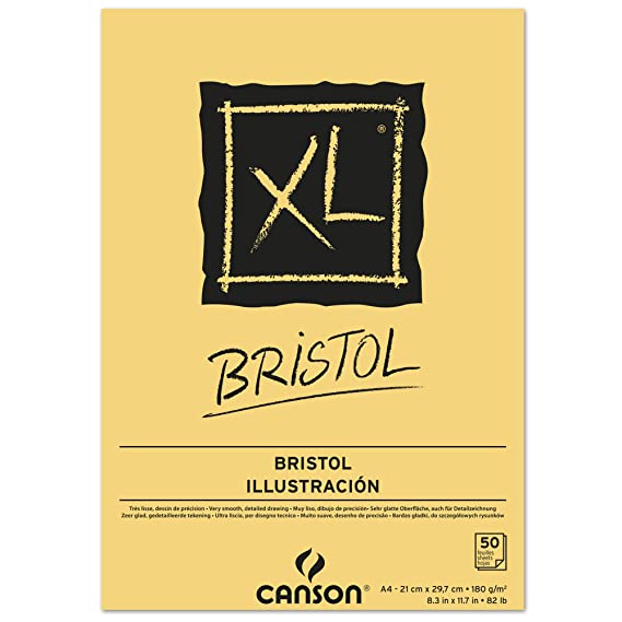 Canson XL Bristol 180 GSM Very Smooth A4 Paper Pad(White, 50 Sheets)