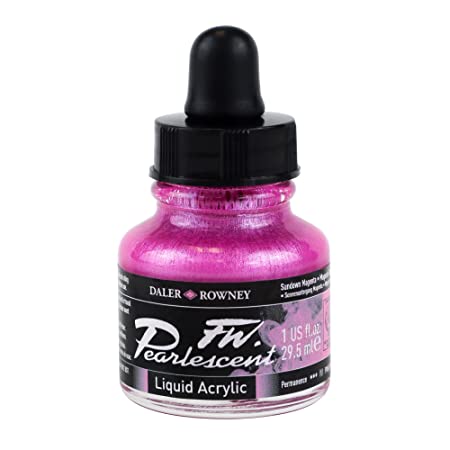 Daler-Rowney FW Pearlescent Ink Bottle (29.5ml, Sundown Magenta-120), Pack of 1