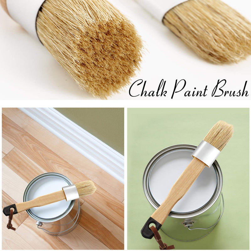 Chalk and Wax Paint Brushes Bristle Stencil Brushes for Wood Furniture Home Decor, Flat Pointed and Round Chalked Paint Brushes
