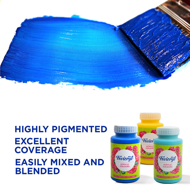 Pidilite Fevicryl Acrylic Colour, Crimson Acrylic Paint, 500 ml, Art and Craft Paint, DIY Paint, Rich Pigment, Non-Craking Paint for Canvas, Wood, Leather, Earthenware, Metal