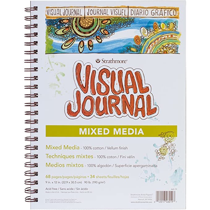 Strathmore 500 Series Visual Mixed Media Journal | Acid Free Paper with Heavyduty Cover with Thicker & Stronger Wire Binding | 190 GSM, 34 Sheets, 22.9 x 30.5 cm (9 "x12")