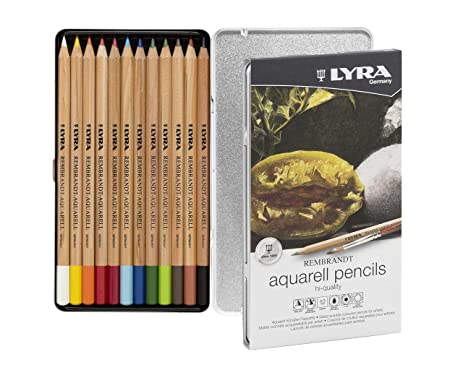 Lyra Rembrandt Aquarell Watercolour Art Pencil Set with Metal Case (Assorted, Pack of 12)
