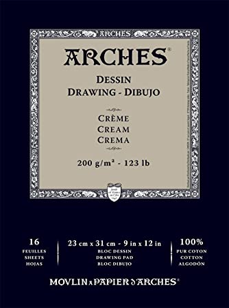 Arches Drawing 200 GSM Cold Pressed Cream 23 x 31 cm Paper Pad, 16 Sheets