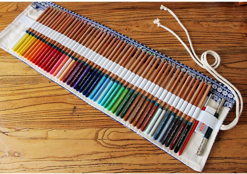 51 Slots Ethnic Elephant Print Pen Bag Canvas Pencil WRAP ROLL UP Pencil CASE Stationery