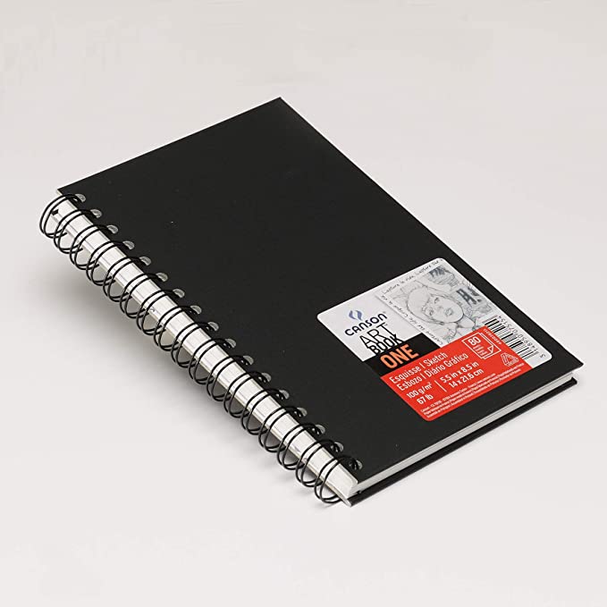 Canson Book Art One Spiral Notebook with Drawing Paper 100 GSM- 14x21.6cm, White (Pack of 80)