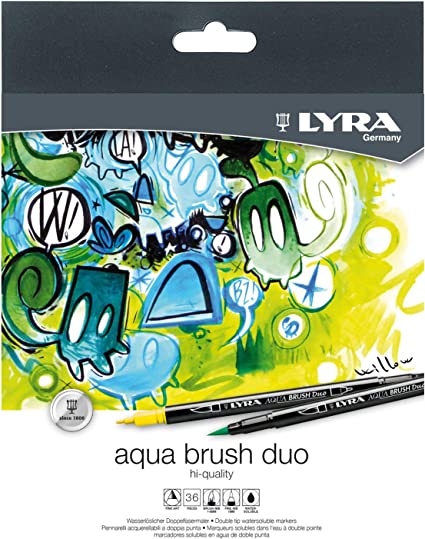 Lyra Aqua Brush Duo Dual-Tipped Brush Marker (Assorted, Pack of 36)