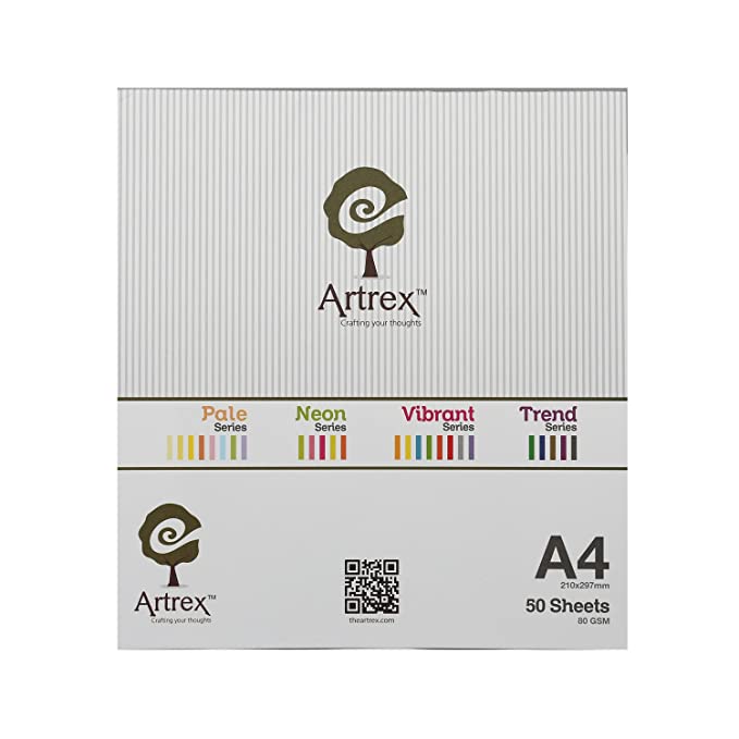 Artrex A4 Mixed Series Color Paper 80 GSM 10 color sheets (Pack of 100 Sheets)