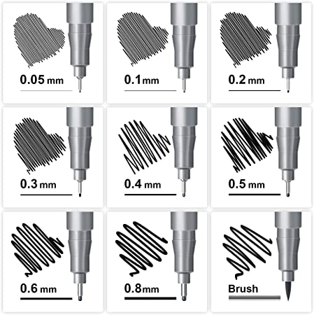 STA Set of 9 Micro Pen Waterproof Fineliner Ink Pen Set for Mandala Art, Artist Illustration, Office Documents, Scrapbooking, Technical Drawing, Manga