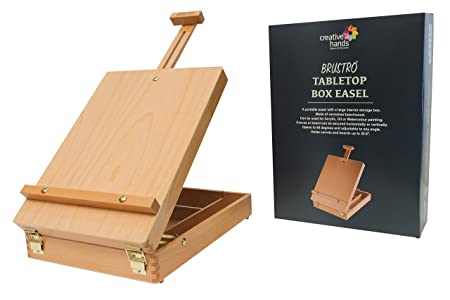 Brustro Artists Tabletop Portable Wooden Box Easel, Holds Canvas Up to 20.8"