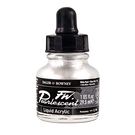 Daler-Rowney FW Pearlescent Ink Bottle (29.5ml, White Pearl-125), Pack of 1