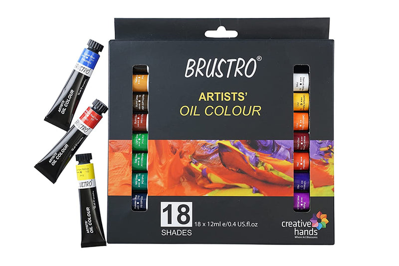 BRUSTRO Artists Oil Colour Set of 18 Colours X 12ML Tubes