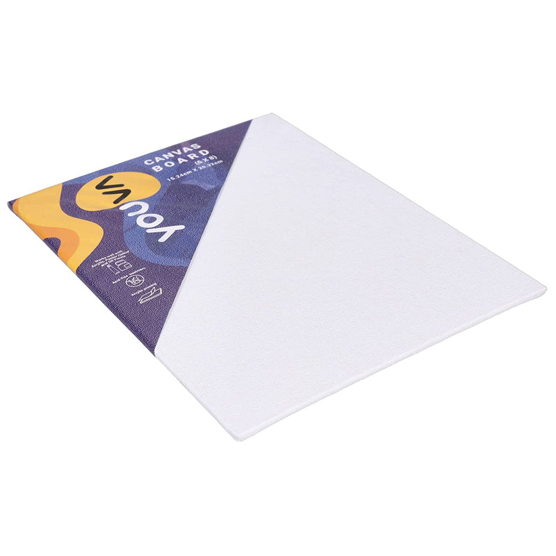 Navneet Youva Cotton White Blank Canvas Boards for Painting, Acrylic Paint, Oil Paint Dry & Wet Art Media 23884 - 6 inch x 8 inch (Pack of 4)