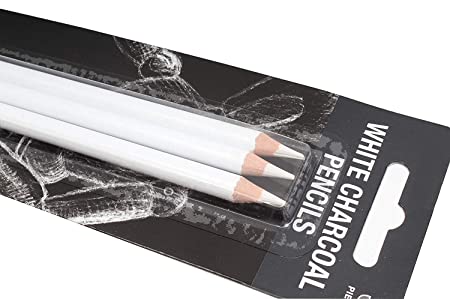 White charcoal pencil set of 3