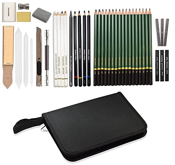 Art Sketching Pencils Drawing Kit with Zippered Carrying Case (42 Pieces)