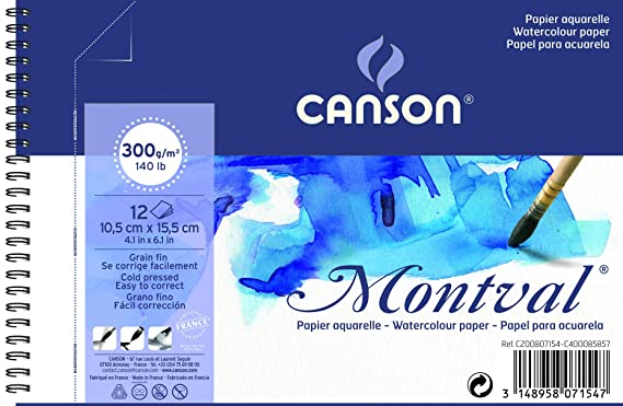Canson Montval 300 GSM 10.5 x 15.5 cm Album of 12 Fine Grain Sheets