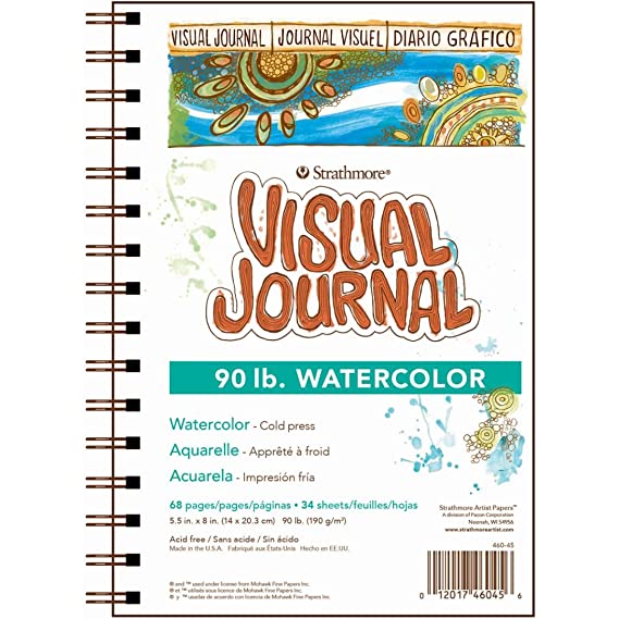 STRATHMORE 400 SERIES WATERCOLOUR VISUAL JOURNAL COLD PRESS 190 GSM 34 sheets (13.97 x 20.32 cm)