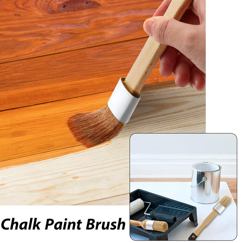 Chalk and Wax Paint Brushes Bristle Stencil Brushes for Wood Furniture Home Decor, Flat Pointed and Round Chalked Paint Brushes