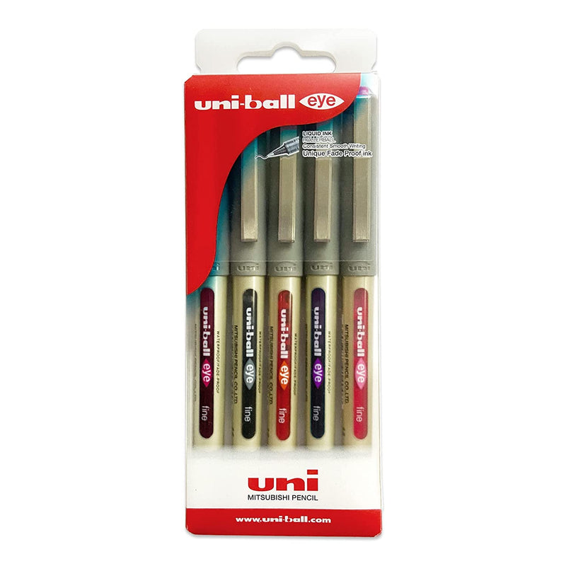 Uni-Ball - UB-157 Liquid Ink Rollerball Pens - 0.7mm Nib - Blue Ink - Pack  of 5