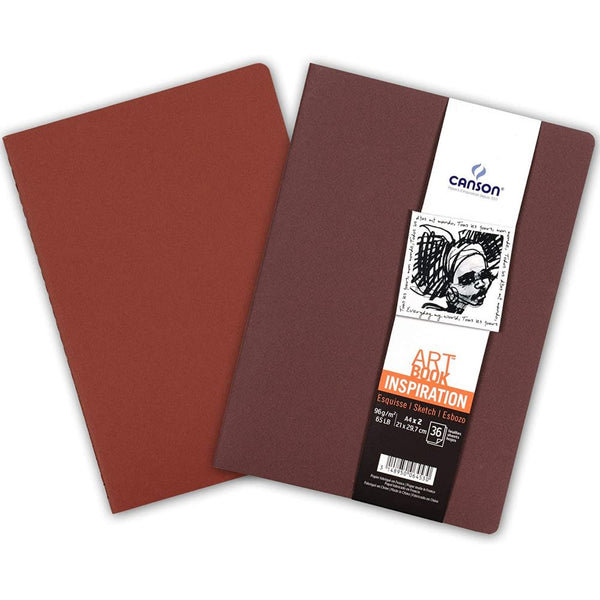 Canson Inspiration 96 GSM Light Grain A4 Hardbound Books (Size-21x29.7cm, Winelees & Red Earth, 36 Sheets)