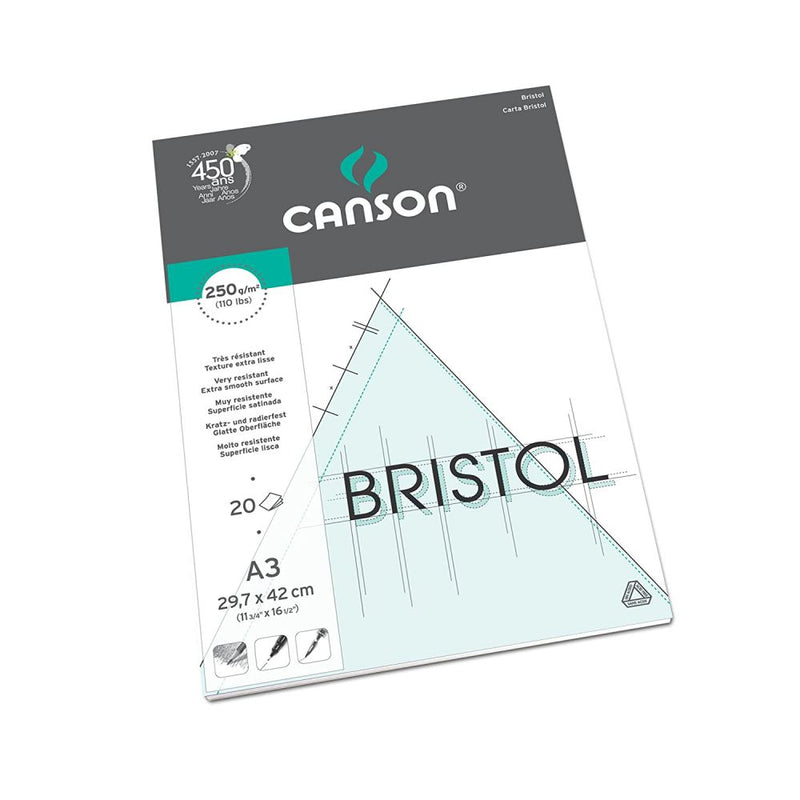 Canson Bristol 250 GSM Very Smooth Texture A3 Sketching Paper Pad (Ultra White, 20 Sheets)