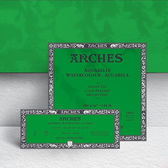 Arches Watercolour 300 GSM Hot Pressed Natural White 28 x 36 cm Paper Blocks, 20 Sheets
