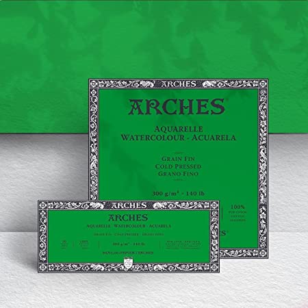 Arches Watercolour 300 GSM Cold Pressed Natural White 20 x 26 cm Paper Blocks, 20 Sheets