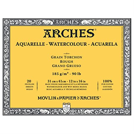 Arches Watercolour 185 GSM Rough Natural White 31 x 41 cm Paper Blocks, 20 Sheets