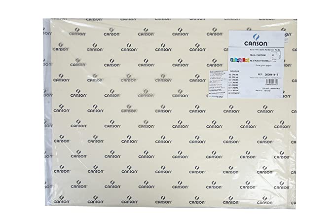 Canson Colorline 300 GSM Grainy 50 x 65 cm Coloured Drawing Paper Sheets(Cream, 10 Sheets)