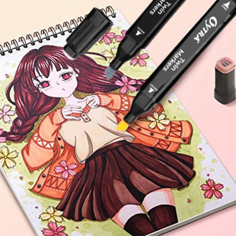 Oytra Alcohol Markers Skin Tones Dual Tip 12 Pcs/Set Art Sketch Marker for Manga Portrait Illustration Drawing Fashion Anime Architectural Drawings