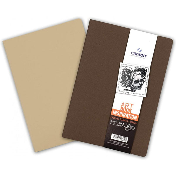 Canson Inspiration 96 GSM Light Grain A4 Hardbound Books (Size-21x29.7cm, Tobacco & Oyster, 36 Sheets)