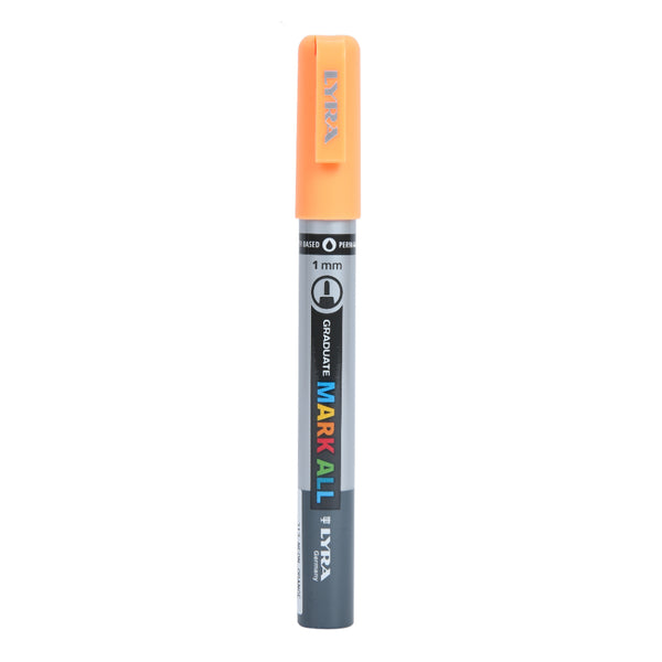 Lyra Graduate Mark All 1.0mm Permanent Art Marker (Neon Orange, Pack of 6)