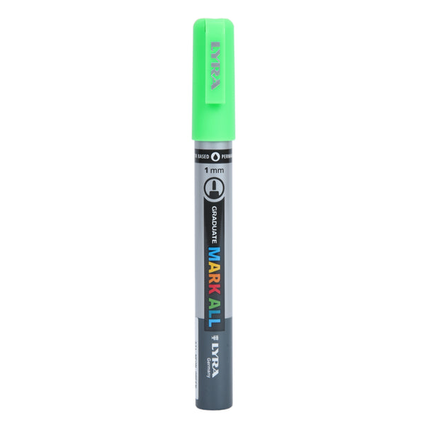 Lyra Graduate Mark All 1.0mm Permanent Art Marker (Neon Green, Pack of 6)