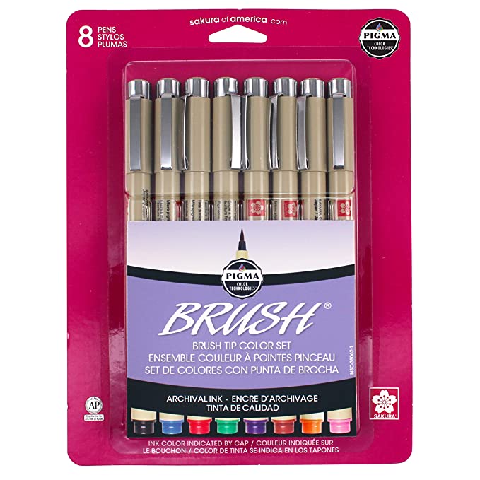 Sakura Pigma Brush Pens Set of 8 Colors