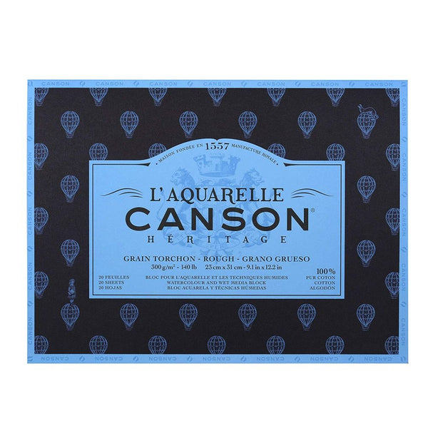 Canson Héritage Cotton 300 GSM Rough 23 x 31 cm Paper Block(White, 20 Sheets)