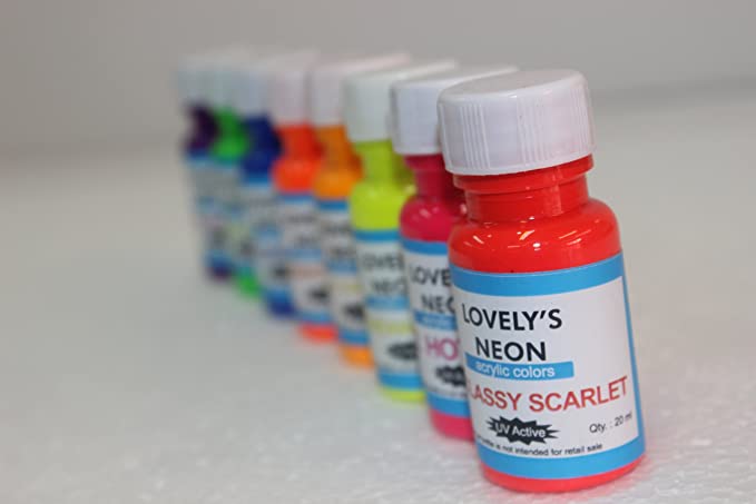 Lovely Art Products Neon Acrylic Colors Set of 8 (Each 20 ml)