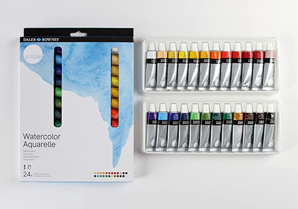Daler-Rowney Simply Watercolour Tube Set (24 Tubes x 12ml)