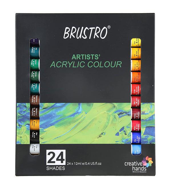 BRUSTRO Acrylic Paint Set of 24, Multicolour 12ml Tubes