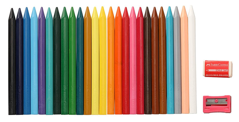 Faber-Castell Erasable Plastic Crayon Set - 110mm, Pack of 25 (Assorted)