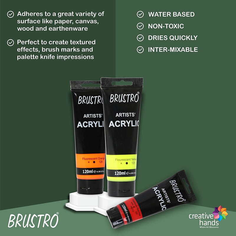 Brustro Artists Acrylic 120ml, 30 Shades (Complete Colour Range)