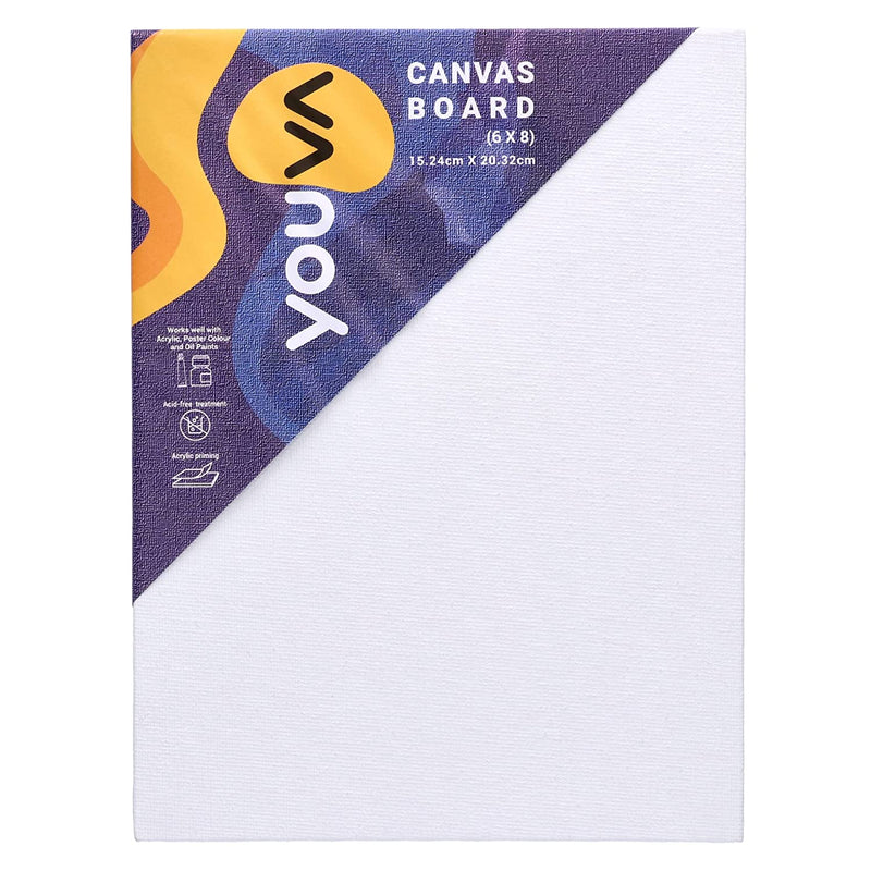 Navneet Youva Cotton White Blank Canvas Boards for Painting, Acrylic Paint, Oil Paint Dry & Wet Art Media 23884 - 6 inch x 8 inch (Pack of 4)