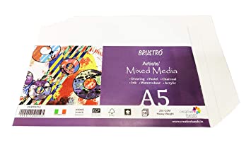 Brustro Artists Mixed Media Paper A5, 250 gsm, 36 Sheets (Pack of 2)