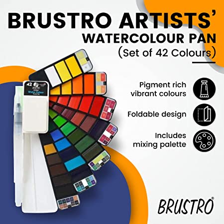 Brustro Artists ’ Watercolour Pan (Set of 42 Colours)