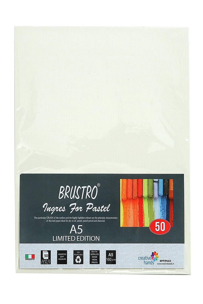 Brustro Artist’s Pastel Papers, A5 Size, 160 GSM, Assorted Soft, 50 Sheets