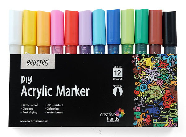 Brustro (DIY) Acrylic Marker Set of 12 Vibrant Colours