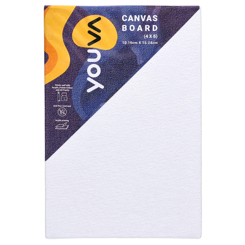 Navneet Youva Cotton White Blank Canvas Boards for Painting, Acrylic Paint, Oil Paint Dry & Wet Art Media 23966 -  4 inch x 6 inch (Pack of 6)